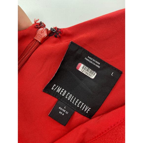 C/MEO Collective Fragment Solid Red One Shoulder Slit Cocktail Gown Size 8 - Picture 7 of 7